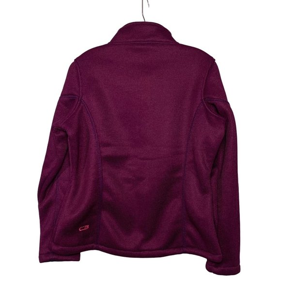CB Sports Womens Fall Campus Fitted Bomber Jacket Size L Ribbed Purple Fleece - Picture 3 of 10